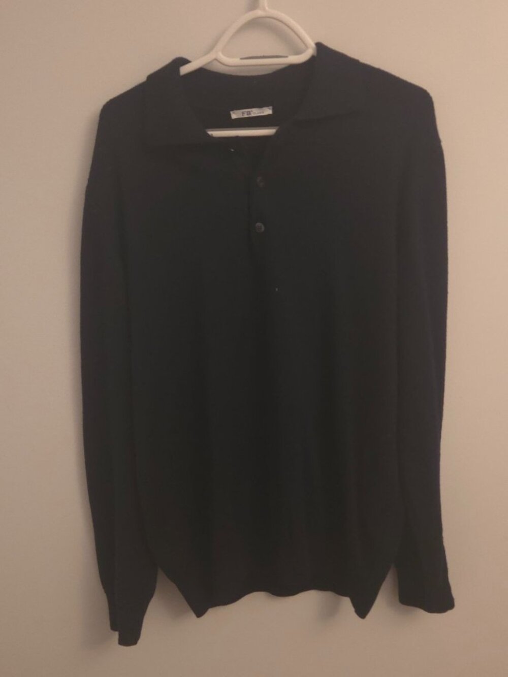 FB Class Black Long Sleeve Polo Sweater Men’s | Italian Made